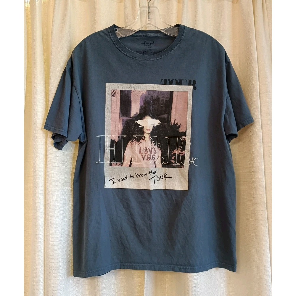 H.E.R Size L Dusty Blue Concert Tour-I used to know her‎ tour T-shirt